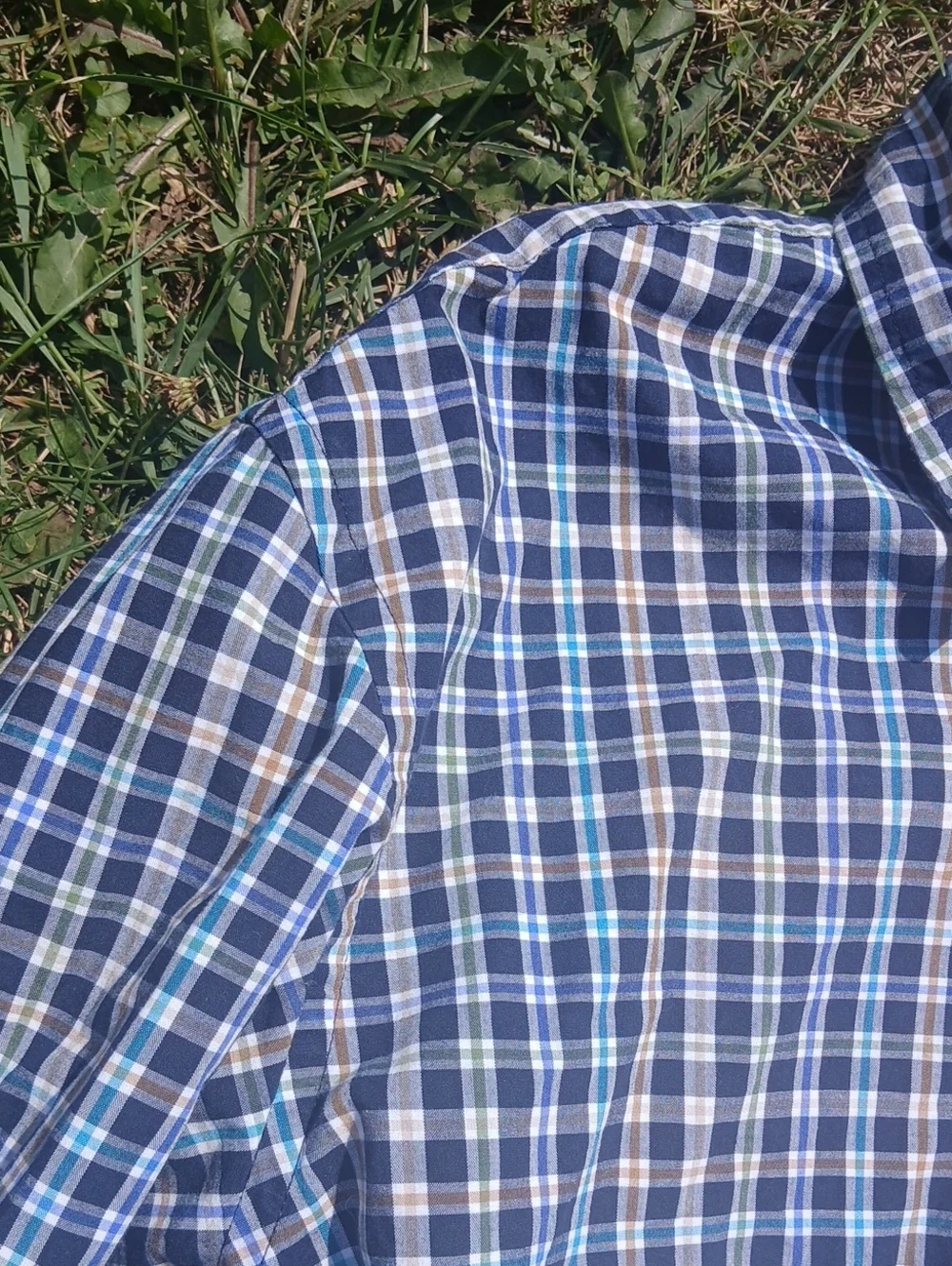 J. Crew Men’s Blue and White Plaid Button-Down Shirt